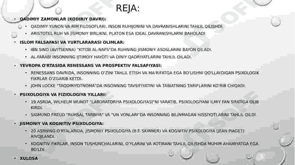 Psixologik fikrlarning rivojlanishi tarixi 2