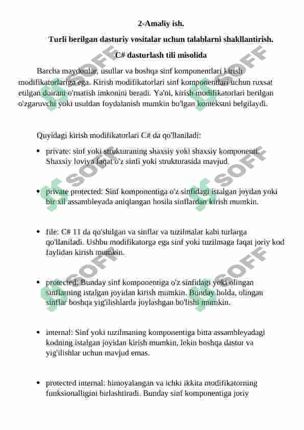 Turli berilgan dasturiy vositalar uchun talablarni shakllantirish 2