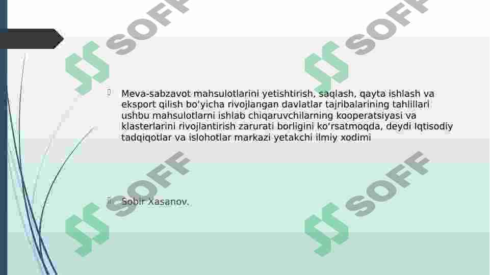 Meva sabzavotlarning logistik ta'minotini ishlab chiqarish 2