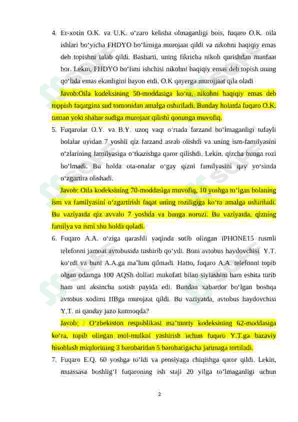 Huquq fanidan kazuslar 2