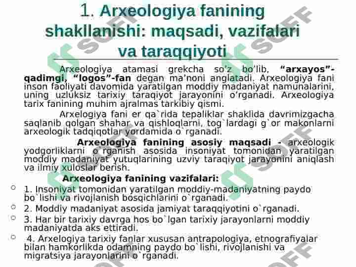 ARXEOLOGIYA FANING SHAKILLANISHI 2