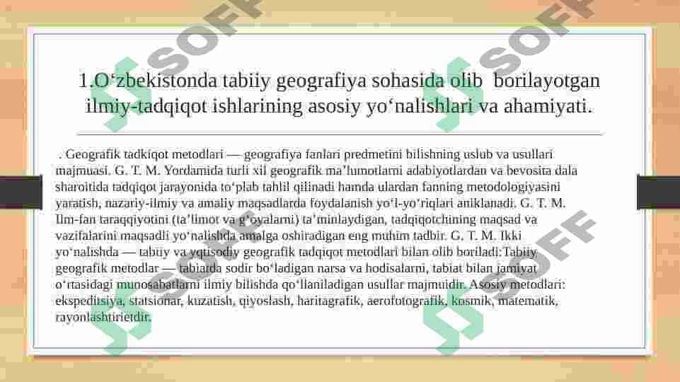 Oʻzbekiston tabiiy geografiyasi. 2