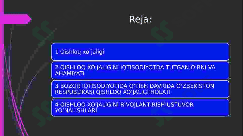 O’zbekiston Iqtisodiyotida Qishloq Xo’jaligining o’rni. 2