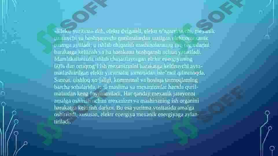 Elektr yuritmaning  ko’rsatgichlarini aniqlash va ulardan foydalanish 2