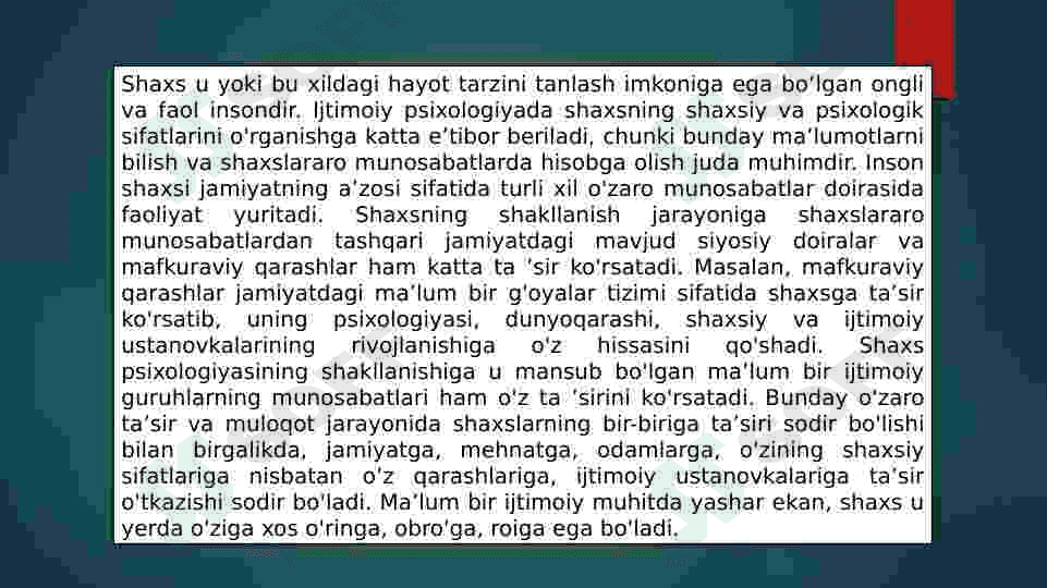 Ijtimoiy psixologiyada shaxs muammosi. 2