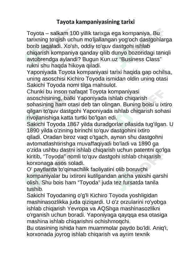 Toyota yevropa milliy brendining menejment siyosati 2