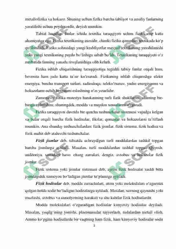 FIZIKA FANING QURILISHDA TUTGAN O‘RNI. 2
