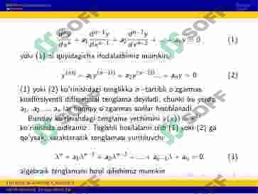 O’zgarmas koeffisiyentli chiziqli bir jinsli differensial tenglamalarni yechish 2