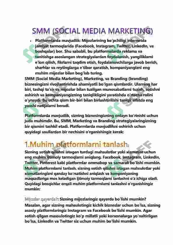 BIZNESDA SMM, MARKETING va BRANDING 2