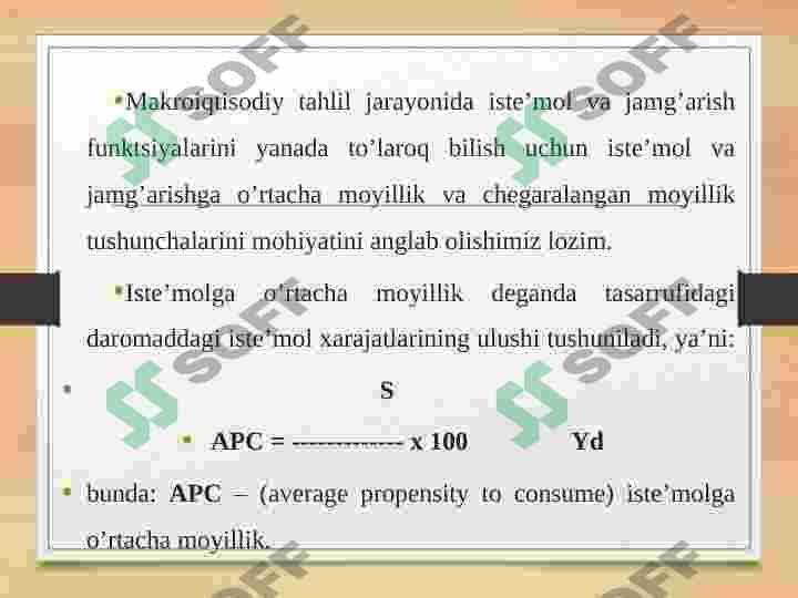 Iste'mol jamg'arishga o'rtacha hamda chegaralangan moyillik 2