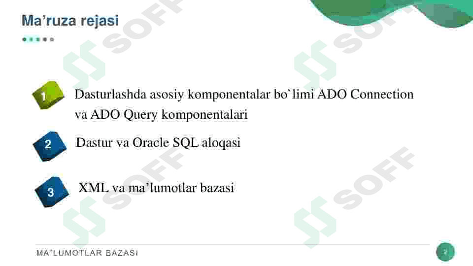 XML va ma‘lumotlar bazasi. 2