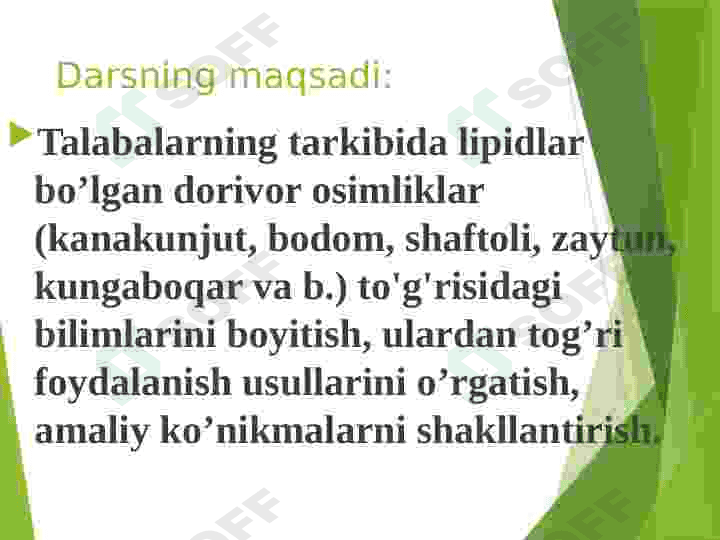 Tarkibida lipidlar saqlovchi dorivor oʻsimliklar 2
