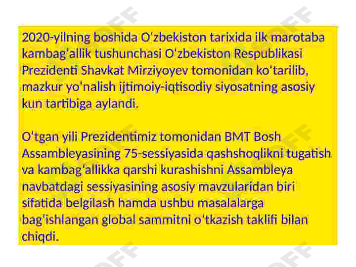Ózbekistonda kambag'allikni qisqartirish 2