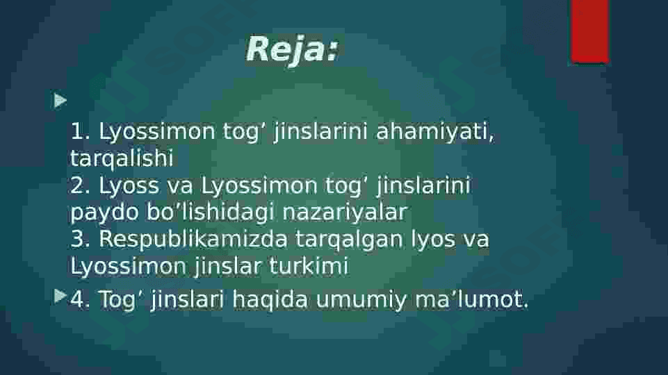 Lios va Liossimon jinslar va ularning xossalari 2