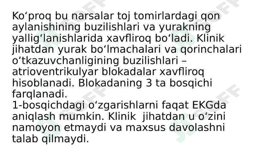 Yurak o‘tkazuvchanligining buzilishlari 2