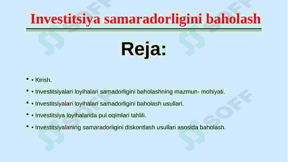 Investitsiya samaradorligini baholash 2