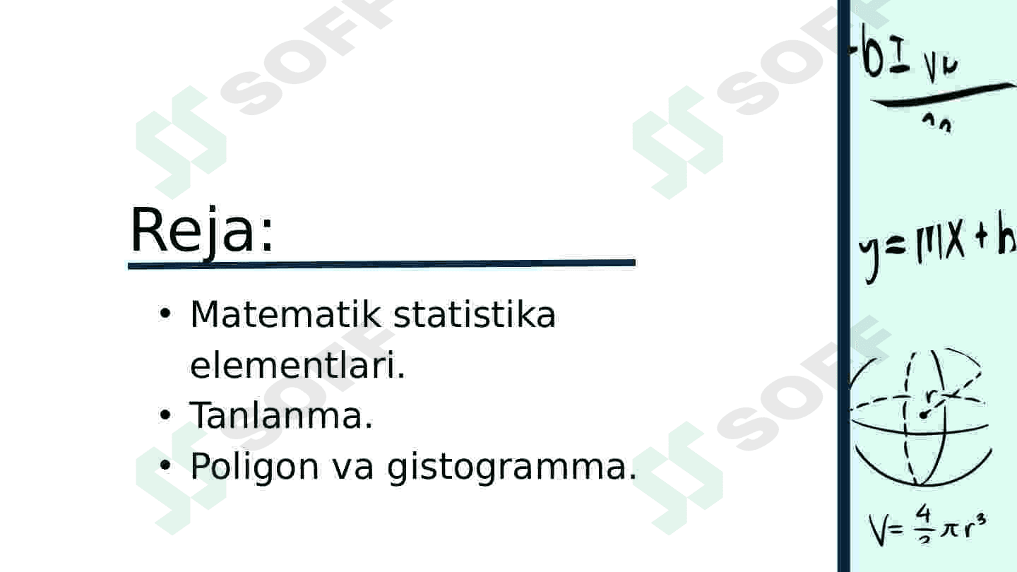 Poligon va gistogrammalarni masalalarda qo’llash. Hayotga tadbiqi 2