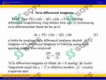 TO’LA DIFFERENSIAL TENGLAMA. INTEGRALLOVCHI KO’PAYTUVCHI 2