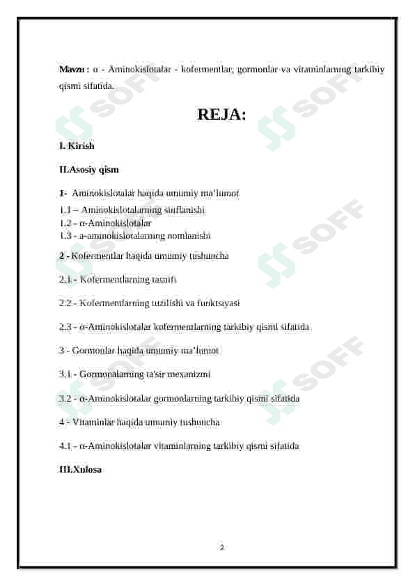 α - Aminokislotalar - kofermentlar, gormonlar va vitaminlarning tarkibiy qismi sifatida 2