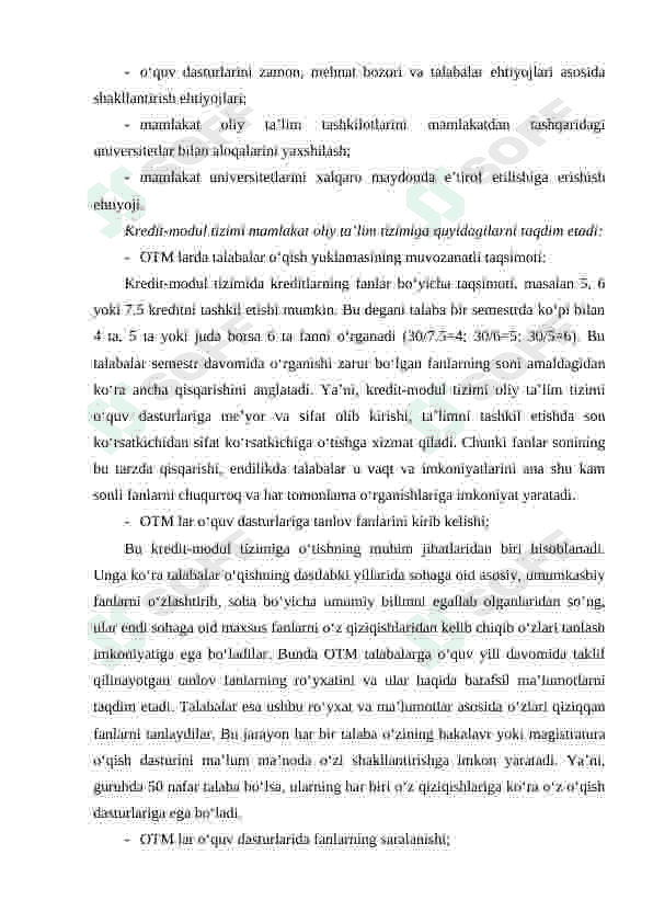 TA’LIMNING KREDIT-MODUL TIZIMI VA AFZALLIKLARI 2