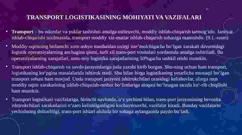 Transport logistikasi 2