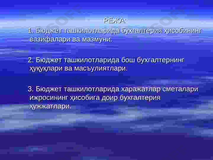 Бюджет ташкилотларида давлат бюджети ижросининг бухгалтерия ҳисоби 2