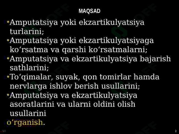 AMPUTATSIYA, EKZARTIKULYATSIYA 2