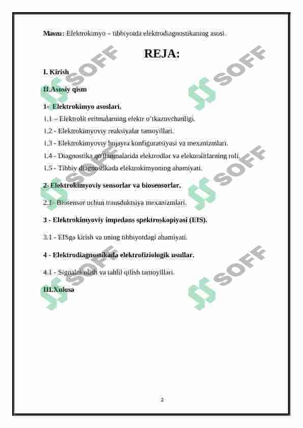 Elektrokimyo – tibbiyotda elektrodiagnostikaning asosi 2
