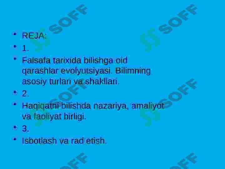 Bilish falsafasi (falsafa) 2