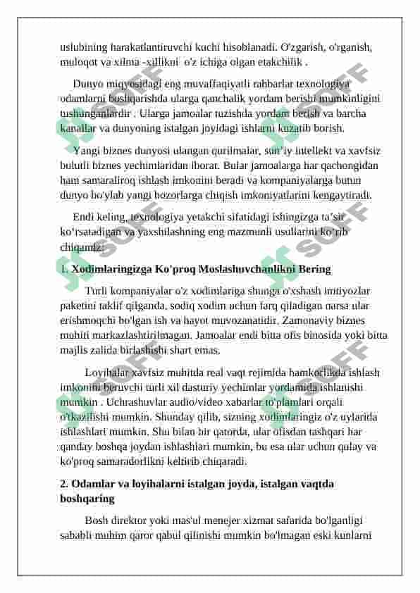 Yetakchilikni rivojlantirishda ta'sir etuvchi omillar 2