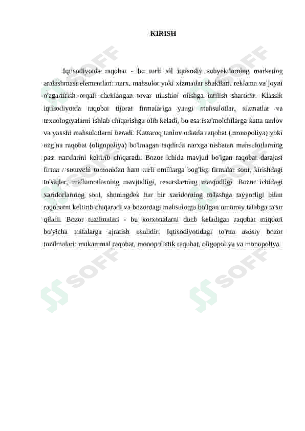 Raqobatlashgan bozor va uning xususiyatlari 2