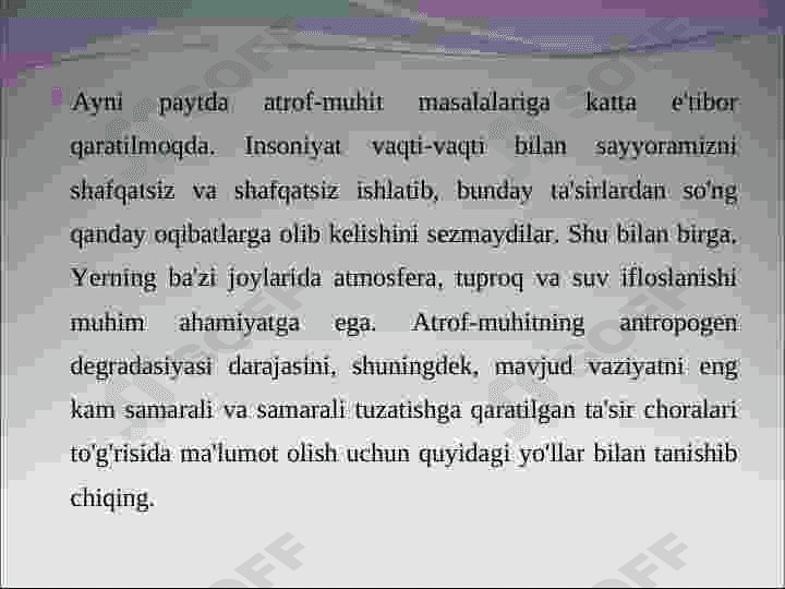 Tuproq ifloslanishi monitoringi 2