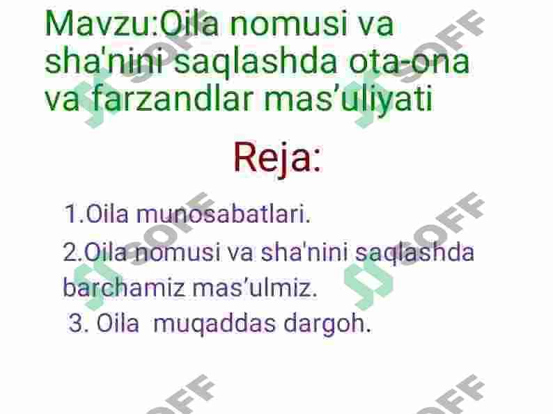 Oila nomusi va sha'nini saqlashda ota-ona va farzandlar masʼuliyati 2