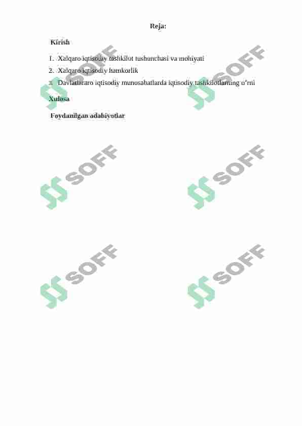 Xalqaro iqtisodiy tashkilotlar va ularning vazifalari 2