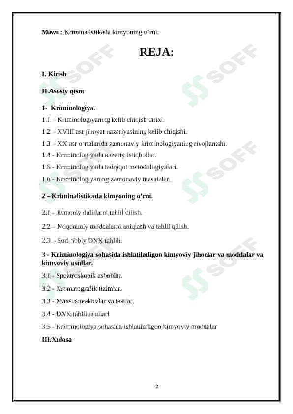 Kriminalistikada kimyoning o’rni 2