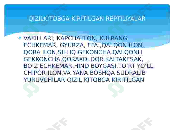 Qizil kitobga kiritilgan reptiliyalar 2