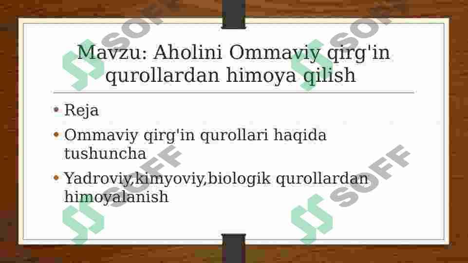 Aholini ommaviy qirg'in qurollaridan himoya qilish 2