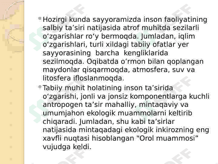 Orol va Orol bo'yi muammolari 2