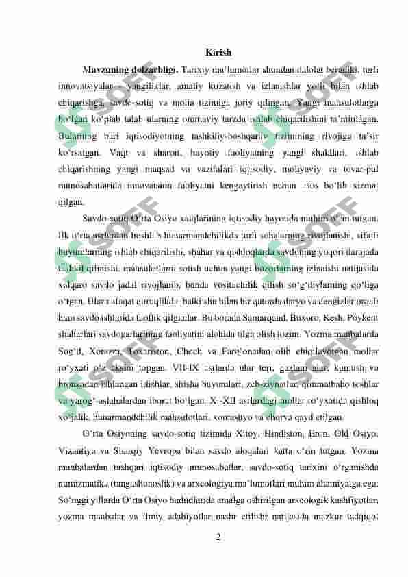 Órta asrlar savdo aloqalari manbalari 2