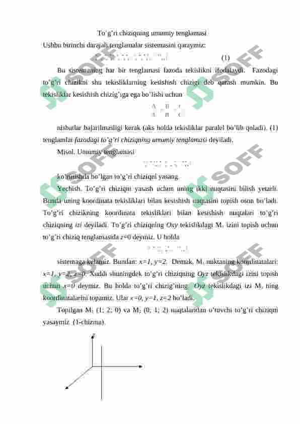 Fazodagi to'g'ri chiziq va uning tenglamalari 2