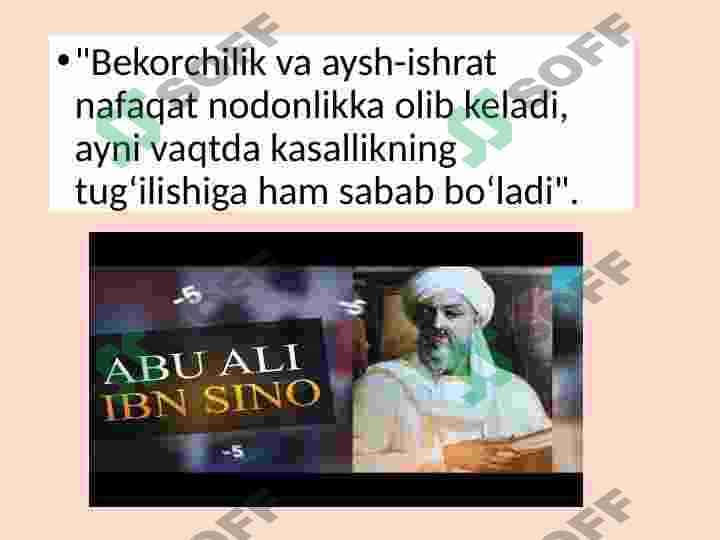 Ibn Sinoning tibbiy o'gitlari 2