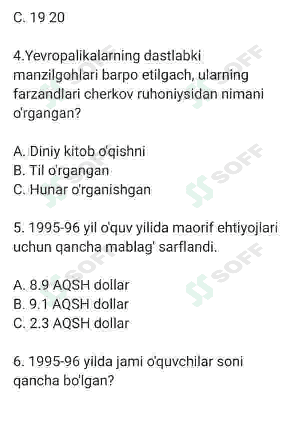 Afrika ta'lim tizimi haqida test 2