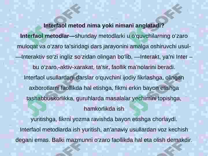 INTЕRFAOL  TA’LIM TЕXNOLOGIYALARI 2