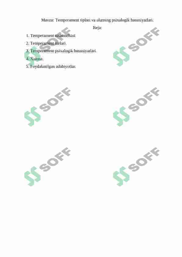 Temperament tiplari va ularning pedagogik xususiyatlari. 2