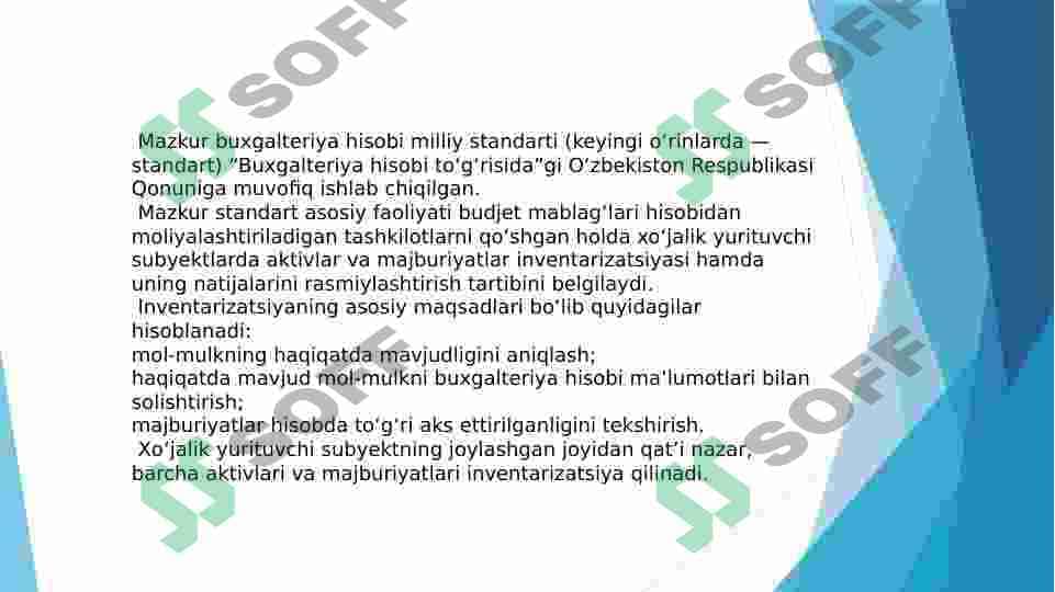 Inventarizatsiyani tashkil etish va ularni o’tkazish 2