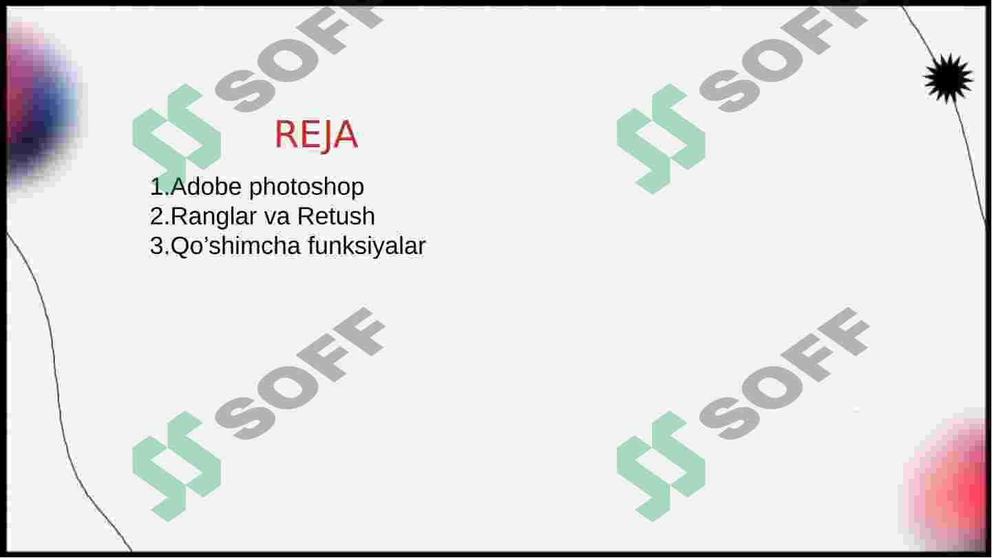 Adobe Photoshop dasturining ishchi muhiti tuzilishi 2