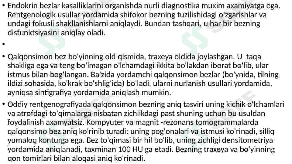 Endokrin tizimi a'zolarining nur   tekshiruv usullari. 2
