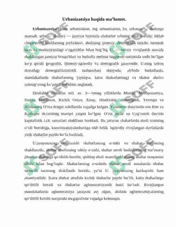 Urbanizatsiya jarayoni va ekologik muommolar 2