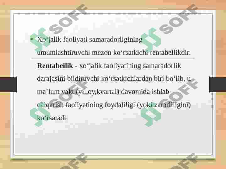 Rentabillikning mohiyati va ko'rsatkichlari 2