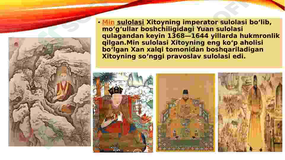 Taqdimot Xitoy MIN Sulolasining davrida 2